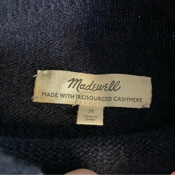 Madewell Resourced Cashmere Roll Neck Mini Sweater Dress Navy Blur Longline Sz M - Picture 5 of 8